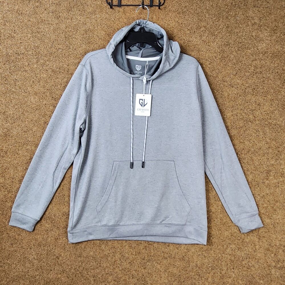NWT Graham Luxe Hatch 2.0 Hoodie Men Gray Med. Kangaroo Pocket Golf Performance